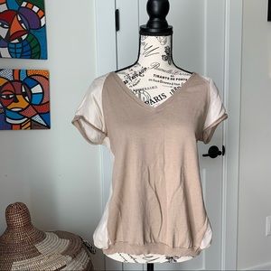 Unique back tie silk and cotton top